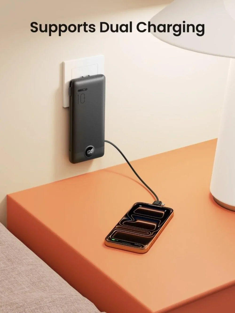 Slim Portable Charger Power Bank 10000mAh with Built-in Cables & LED Display